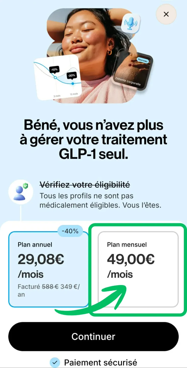 Choisir le plan mensuel Annette à 49 euros pour pouvoir utiliser le code promo